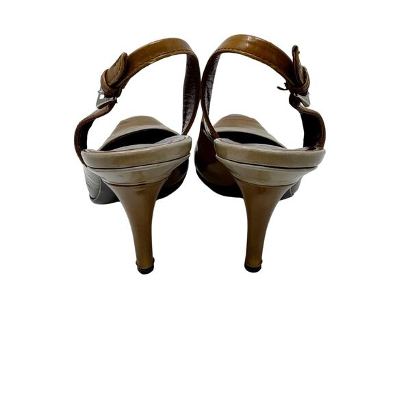 Prada Vintage Y2K Brown Leather Slingback Mule Pumps Logo Heels EU 39 - Picture 4 of 9